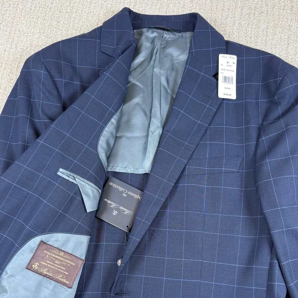 NEW Brooks Brothers 40R 34x32 Windowpane Explorer Vitale Barberis Canonico Suit